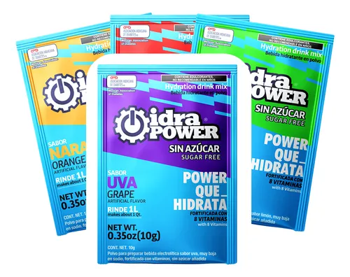 caja idrapower sabores Caja de 200 Idrapower de 10 gramos sin azucar para 1 litro, IdraPower