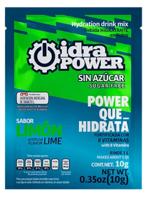Bebida Hidratante en Polvo Sin Azúcar Rinde 1L, Sabor Limón, IdraPower