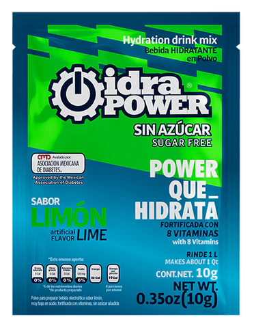 iPower10g_limon_large Bebida Hidratante en Polvo Sin Azúcar Rinde 1L, Sabor Limón, IdraPower