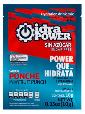 Bebida Hidratante en Polvo Sin Azúcar Rinde 1L, Sabor Ponche, IdraPower