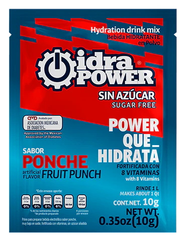 iPower10g_ponche_large Bebida Hidratante en Polvo Sin Azúcar Rinde 1L, Sabor Ponche, IdraPower